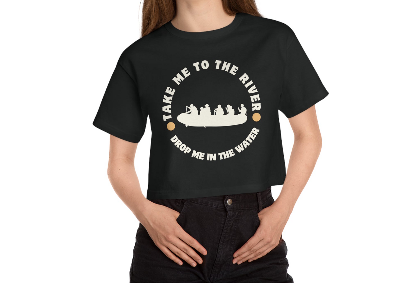 Colorado Cropped T-Shirt , White Water Rafting Cropped Tee