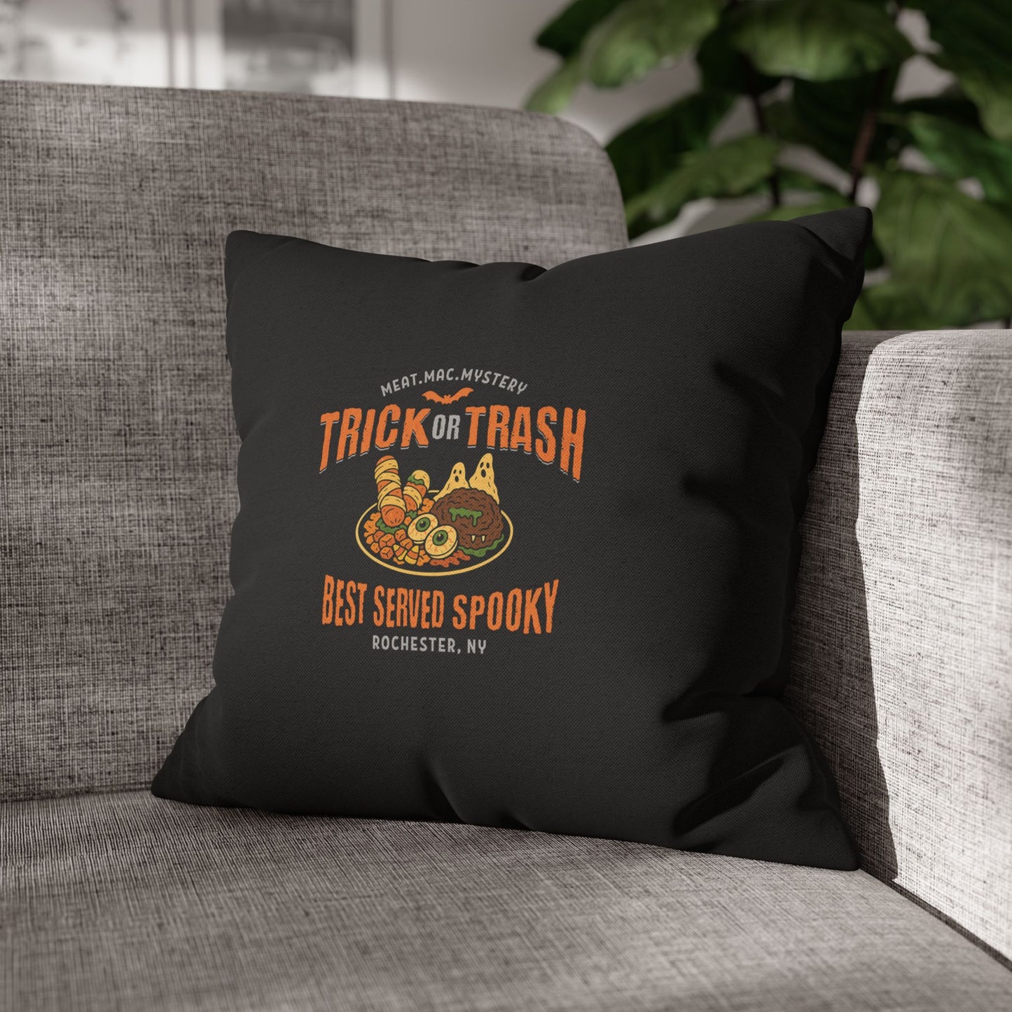 Rochester NY Halloween Pillow Cover - Trick or Trash