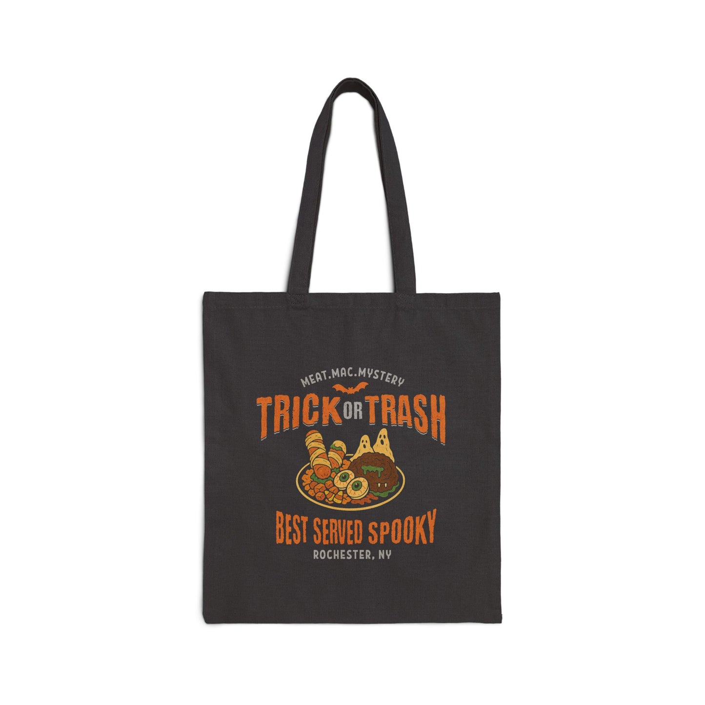 Funny Halloween Tote Bag, Rochester NY Canvas Bag, Garbage Plate Trick or Treat Bag