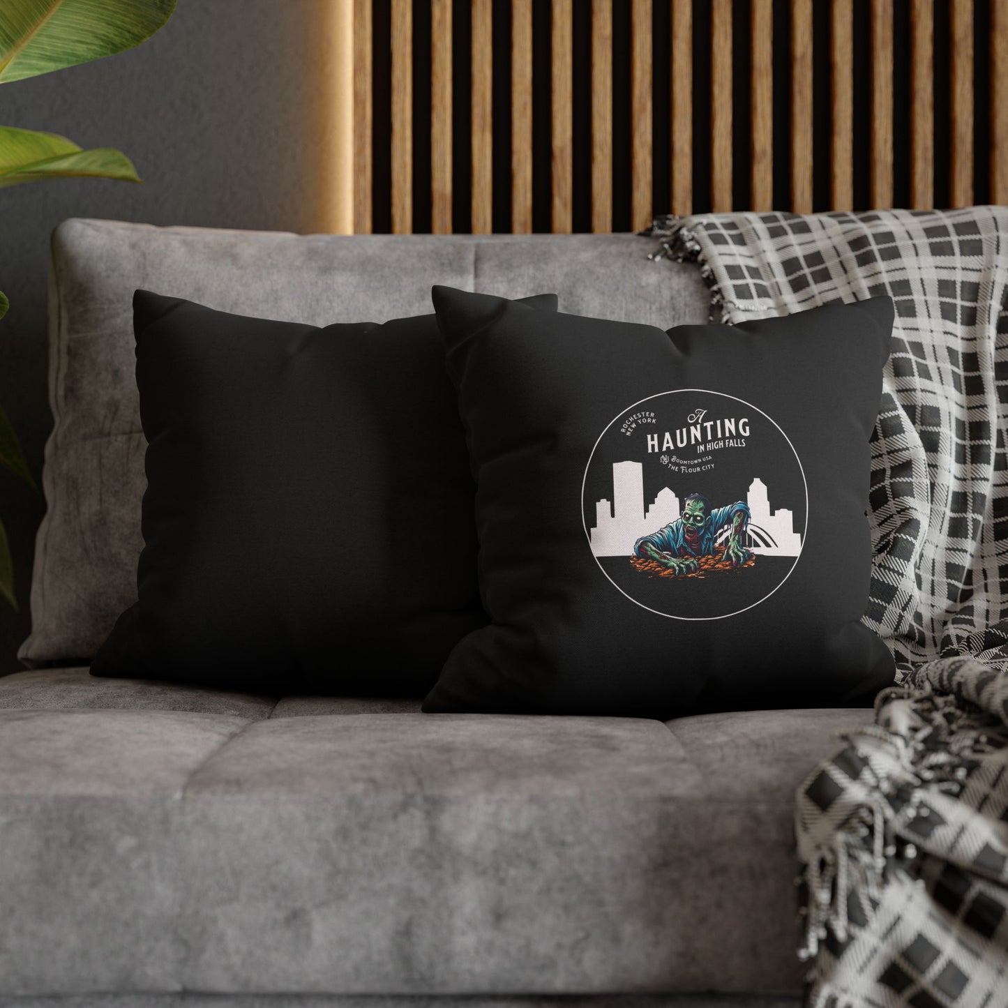 Rochester NY Halloween Pillow Cover - A Haunting in High Falls