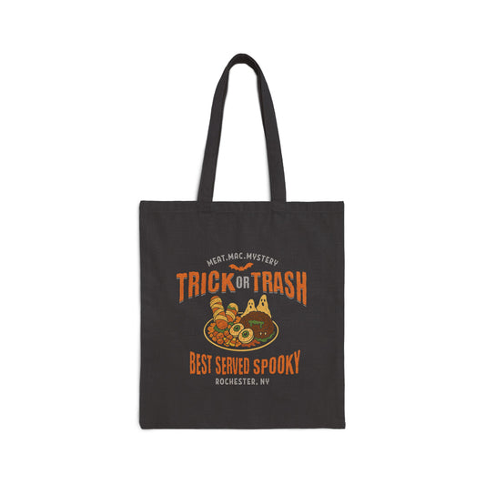Funny Halloween Tote Bag, Rochester NY Canvas Bag, Garbage Plate Trick or Treat Bag